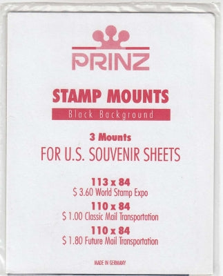 Prinz Stamp Mount WSE-SS Blocks & Sheetlets Black
